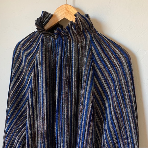 Karlie Metallic Blue/Silver/Multi Party Blouse - Picture 9 of 12